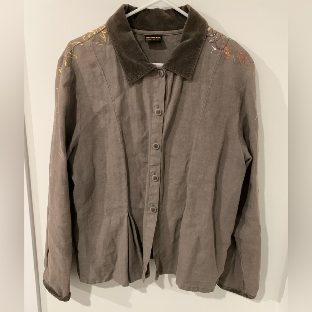 Two Star Dog button up jacket with paint splatters